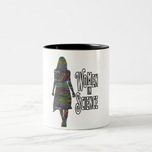 Kvinnor i vetenskapen Female Silhouette Ord-fyllni Två-Tonad Mugg