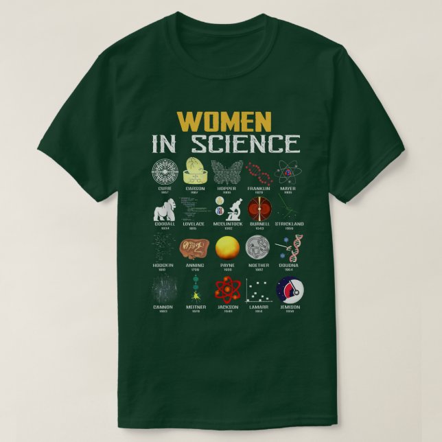 Kvinnor i vetenskaplig nunykemi, biologi, fysik t shirt (Design framsida)