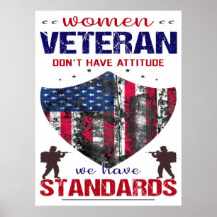 Kvinnor i veteran har ingen attityd. poster