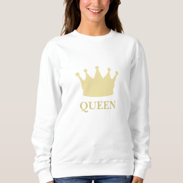 Kvinnor i vit och gyllene drottning, typografi t shirt (Framsida)