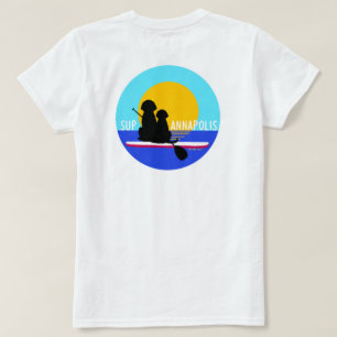 Kvinnor i vit T-Shirt SUP Annapolis Hundar