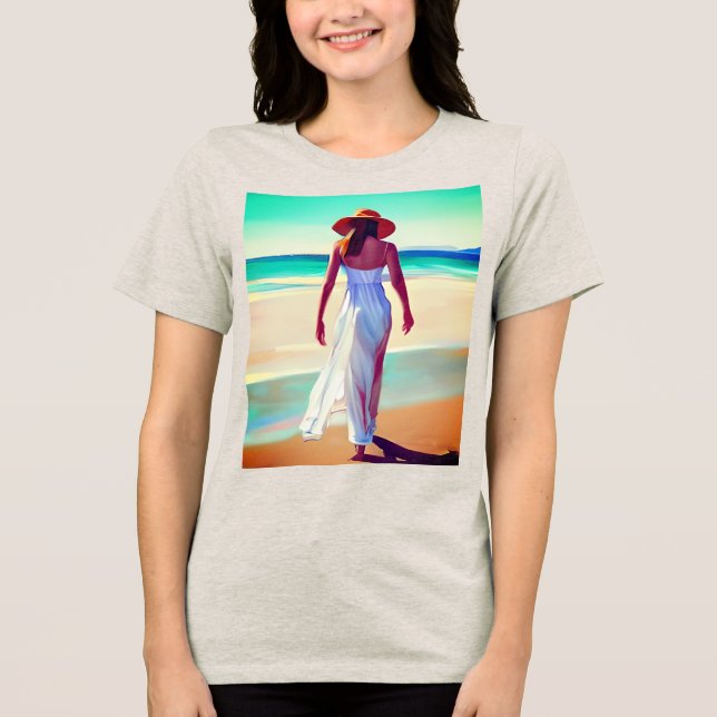 Kvinnor i vitt på Beach T Shirt (Framsida)