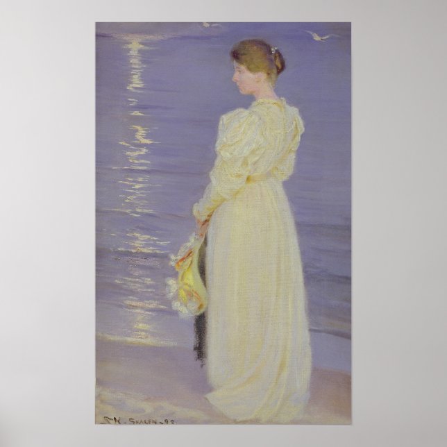 Kvinnor i vitt på en Beach, 1893 Poster (Framsidan)