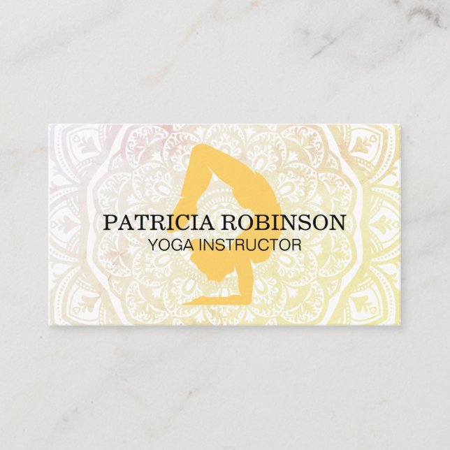 Kvinnor i Yoga Pose | Mandala Mönster Visitkort (Framsida)