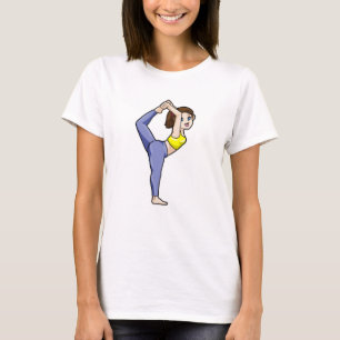 Kvinnor i Yoga Stretching övningar Ben T Shirt