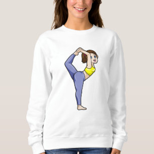 Kvinnor i Yoga Stretching övningar Ben T Shirt