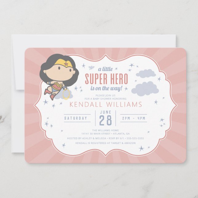  kvinnor | Inbjudan till Toppen Hero Baby Shower (Framsida)