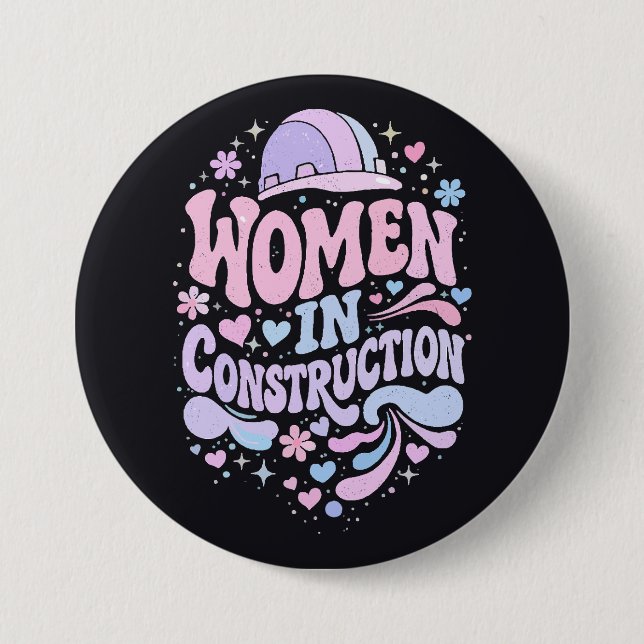 Kvinnor Inom Bygg Retro Empowerment Knapp (Framsida)