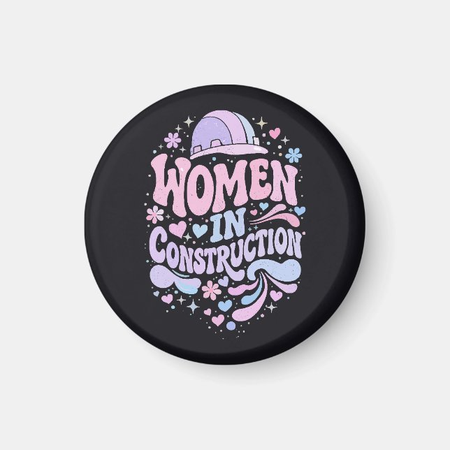 Kvinnor Inom Bygg Retro Empowerment Magnet (Framsidan)