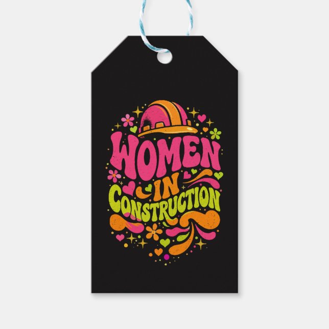 Kvinnor Inom Bygg Retro Empowerment Presentetikett (Framsidan)