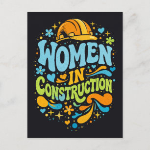 Kvinnor Inom Bygg Retro Empowerment Vykort