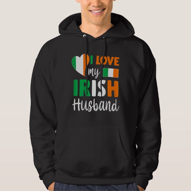 Kvinnor Jag älskar min irländska make Irländsk fla Hoodie (Framsida)