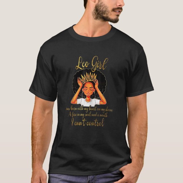 Kvinnor jag är en Leo Girl Birthday Women Queen T Shirt (Framsida)