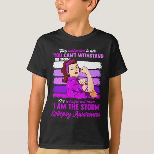 Kvinnor jag är Storm Epilepsy Awareness Warrior T Shirt (Framsida)