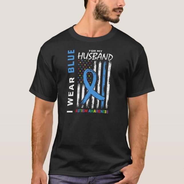 Kvinnor Jag Bär Blått För Min Make Autism Acceptan T Shirt (Framsida)