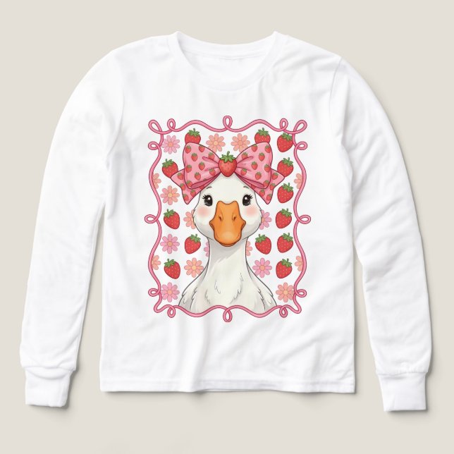 Kvinnor Jordgubb Gås Sommar Båge T Shirt (Design framsida)