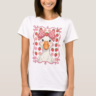 Kvinnor Jordgubb Gås Sommar Båge T Shirt