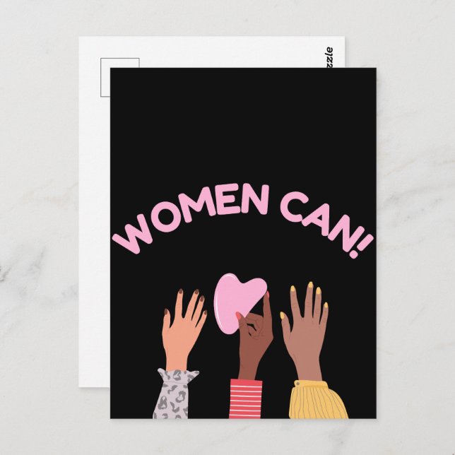 Kvinnor Kan Feminist Vykort (Fram/baksida)