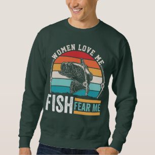 KVINNOR KÄRLEK ME FISH FRUKTAR MIG LÅNG ÄRMAD TRÖJA
