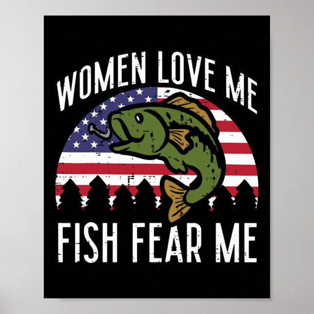 Kvinnor Kärlek Me Fiskar fruktar oss Flagga Patrio Poster (Framsidan)
