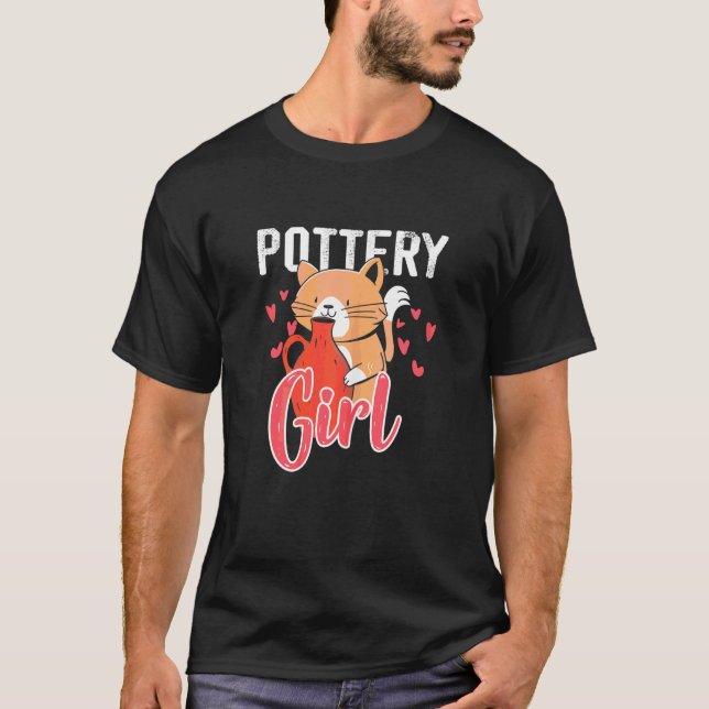 Kvinnor Keramik Flicka Katt Keramik Lera Krukmaker T Shirt (Framsida)