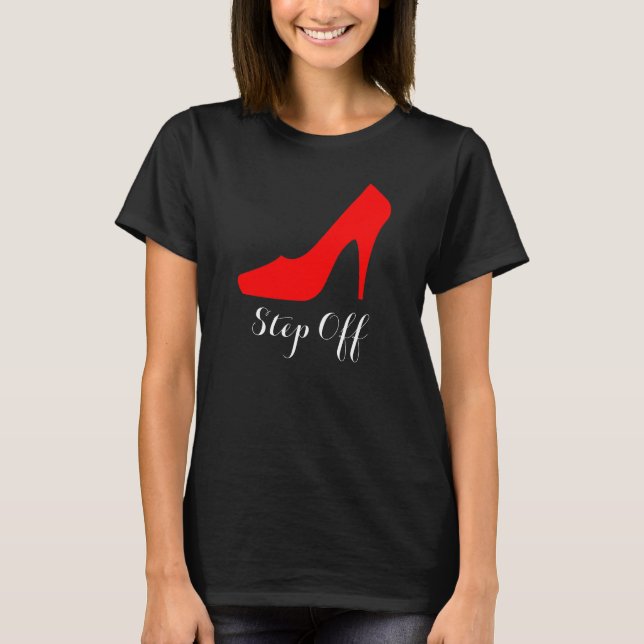 Kvinnor "kliver av" kickhälT-tröja (svarten) Tee Shirt (Framsida)