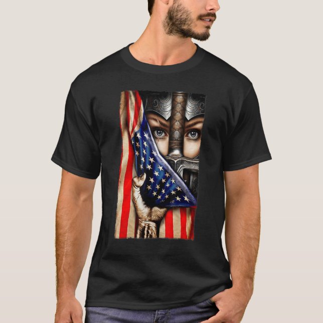 Kvinnor Knight Templar Jesus Gud en Kristus krigar T Shirt (Framsida)