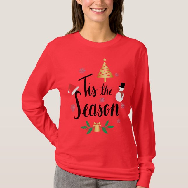 Kvinnor Långärmad jul T-Shirt (Framsida)