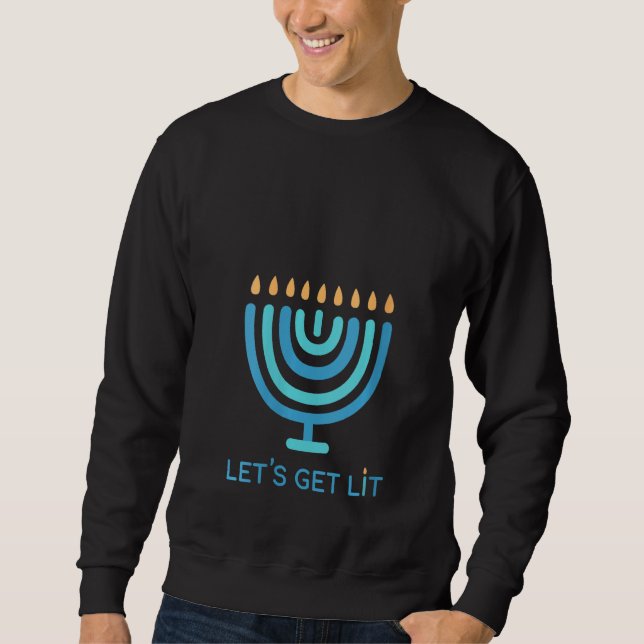 Kvinnor Låt oss Lit Menorah Jewish Funny Ugly Han Lång Ärmad Tröja (Framsida)