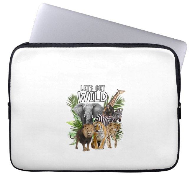 Kvinnor Låt oss Vild Zoo Animals Safari Party A D Laptop Fodral (Framsidan)