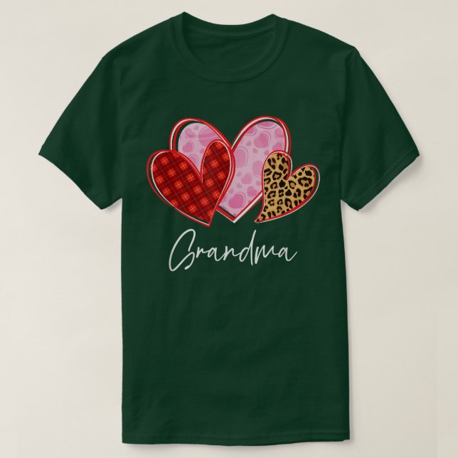Kvinnor Leopard Play Heart Grandma Valentine Day T Shirt (Design framsida)
