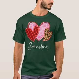 Kvinnor Leopard Play Heart Grandma Valentine Day T Shirt