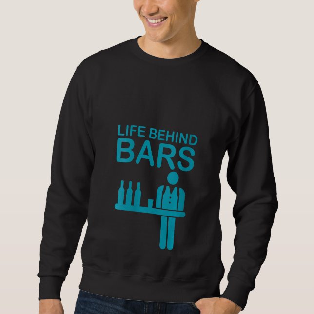 Kvinnor Life bakom Pub Funny Bartender Bartending Lång Ärmad Tröja (Framsida)
