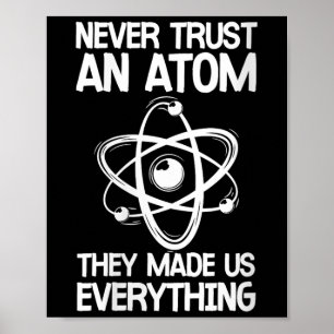 Kvinnor litar aldrig på en atom Funny Science Joke Poster