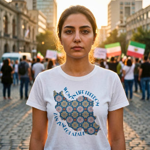 Kvinnor Liv Frihet Protest   Blommor Blå T Shirt