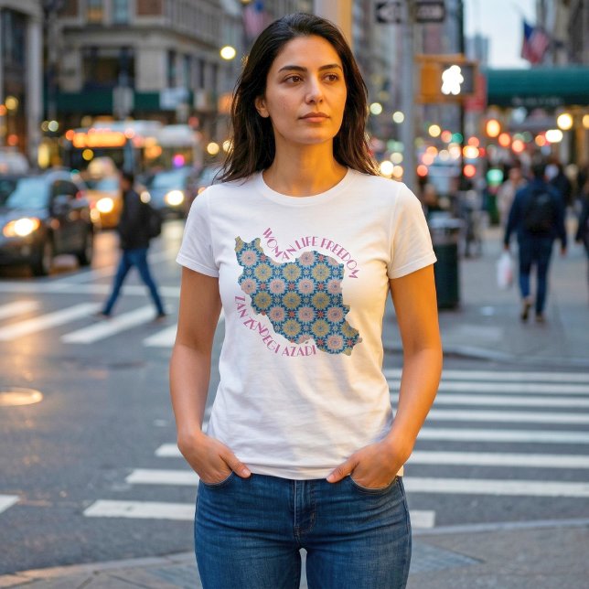 Kvinnor Liv Frihet Protest | Blommor Rosa T Shirt (Woman Life Freedom Protest | Flowers Pink T-Shirt)