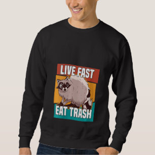 Kvinnor Live Fast Eat Sopor Raccoon Raccon Street Lång Ärmad Tröja