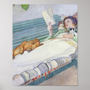 Kvinnor Ljugande på en bench 1913 av Carl Larsson Poster