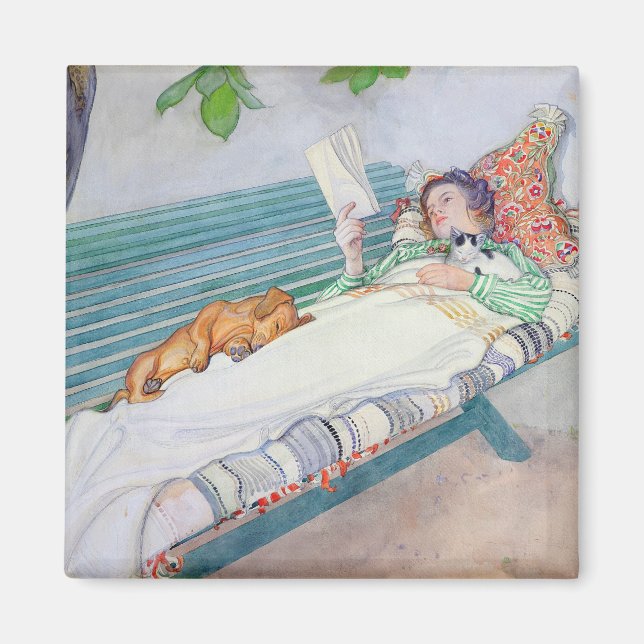 Kvinnor Ljugande på en bench 1913 Magnet (Framsidan)