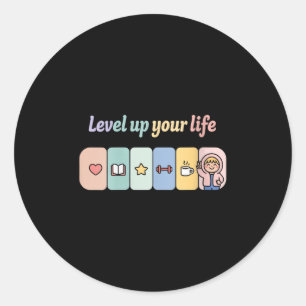 Kvinnor Lyft Upp Ditt Liv Framstegsfält Gamer Moti Runt Klistermärke