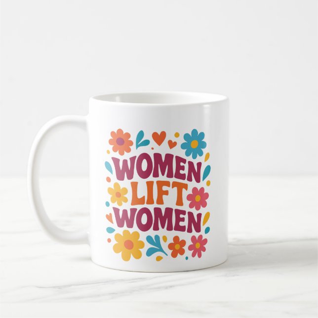 KVINNOR LYFTER KVINNOR KAFFEMUGG (Vänster)