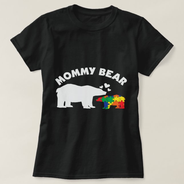 Kvinnor Mamma Bear Puzzle Biet Autism Awareness Mo T Shirt (Design framsida)