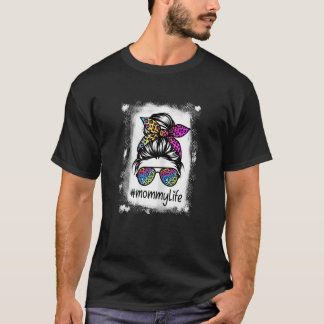 Kvinnor Mamma Life Bleached Mommylife Tie Dye Leop T Shirt