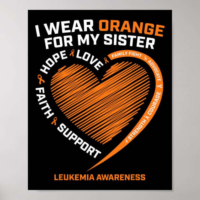 Kvinnor Manar I Bära Orange för min syster Leukemi Poster (Framsidan)