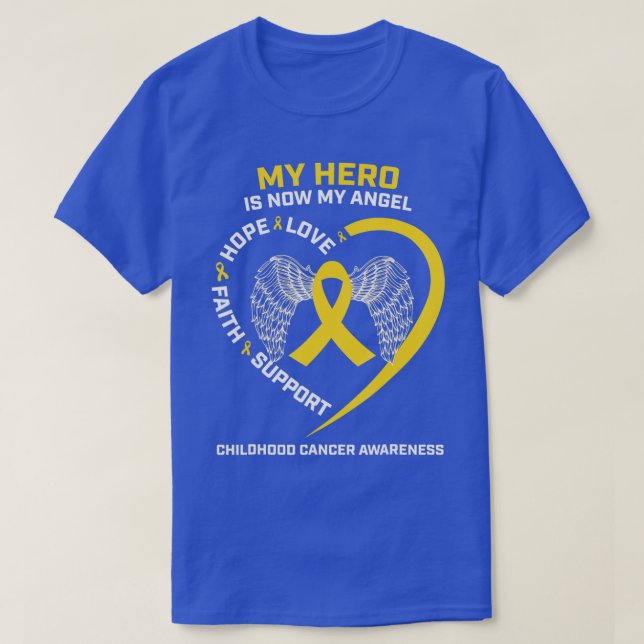 Kvinnor Manar mitt Hero är nu min ängel barncancer T Shirt (Design framsida)
