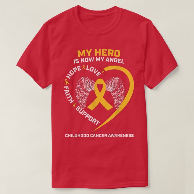 Kvinnor Manar mitt Hero är nu min ängel barncancer T Shirt (Design framsida)