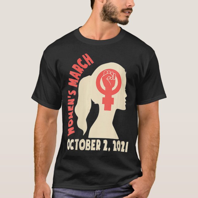Kvinnor mars 2021 Tshirt oktober 2 Reproduc T Shirt (Framsida)