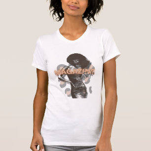 Kvinnor med Afro & leopard T-Shirt