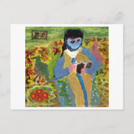 Kvinnor med blå slöja, läsning, vykort