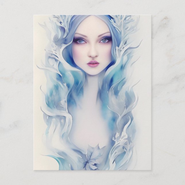 Kvinnor med blått hår vykort (Framsida)
